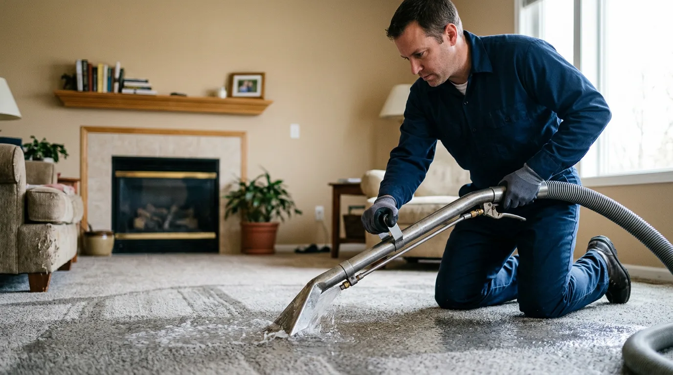 Water damage restoration technician working near Linton, ND
